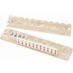 **Pearl Scalloped Mahjong Rack with Magnetic Pusher, Tortoise Shell 20" Luxury Acrylic Single Mahjong Tile Rack | 1 Piece Only**  >