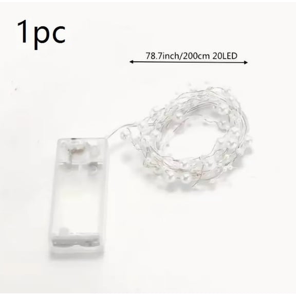 Pearl Shaped LED String Lights - Battery Powered Decorative Lights for Bedroom, Wedding, and Holiday Use