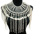 thumbnail image 1 of Pearl Shawl Layered Jewelry Shoulder Body Chain Harness Pearl Beaded Necklace Collar, 1 of 6