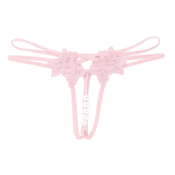 Pearl Sheer Crotchless Panties With Built-in Massage Beads For Women