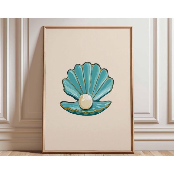 Pearl Shell Coastal Wall Art Print, Unframed Paper Poster 8x10in