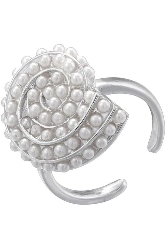 Pearl Shell Ring for Women Dainty Trendy Gold Plated Adjustable Band Middle Thumb Finger Seashell Conch Comfort Fit Stacking Rings Fashion Summer Ocean Beach Wedding Jewelry
