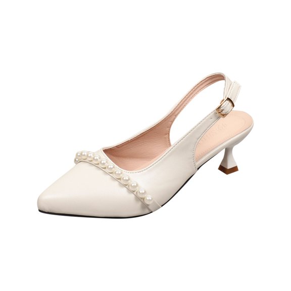 Pearl Shoes Clips for Pumps Silver Wedding Shoe Buckles Clip Bridal Shoes Jewelry Shoe Accessories for Women Fashion Casual Beach Versatile Pearl Pointed Toe Thin Strap Closed Toe High Heels