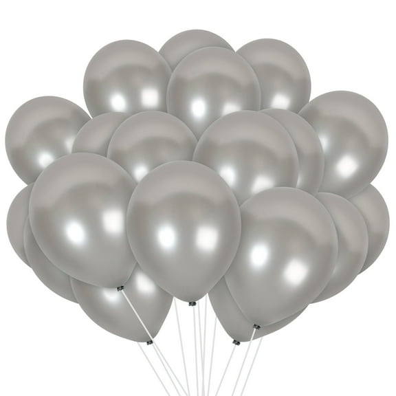 Pearl Silver Balloons - 12 Inch Latex Balloons 36 Pack
