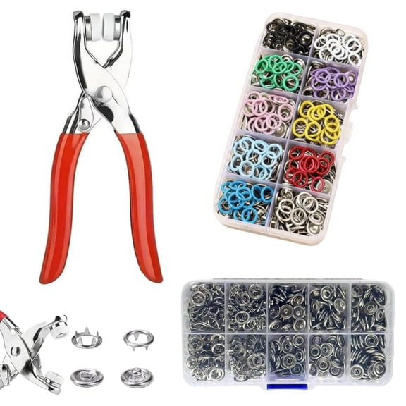 Pearl Snap Button Pliers Kit with Metal Fasteners for DIY Sewing Crafts and Clothing Repairs