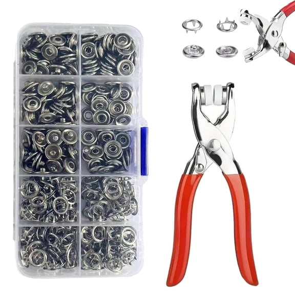 Pearl Snap Button Pliers Kit with Metal Fasteners for DIY Sewing Crafts and Clothing Repairs