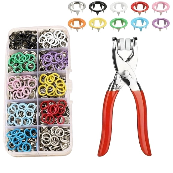 Pearl Snaps Kit – Manual Press Tool with Metal Fasteners for DIY Sewing, Craft Repairs, Home Use, Portable Set