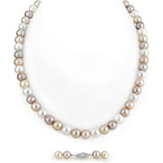 KUMI The Pearl Source Freshwater Pearl Necklace for Women - Pearl Strand Necklace | Multi-Color Pearl Necklace with Genuine Cultured Pearls Pearl Gifts for Christmas, Holidays and Anniversary