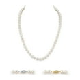 thumbnail image 1 of The Pearl Source Real Pearl Necklace for Women with 9-10mm AAA+ Quality Round White Freshwater Genuine Cultured Pearls | 18 inch Pearl Strand with 14K Gold Clasp, 1 of 6