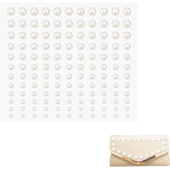 Pearl Stickers, 330 Pcs (2 Sheets) Flat Back Face Hair Pearls Stick On Self-Adhesive Back Nail Sticker Sheets For Face Makeup Nail Art DIY Cell Phone Scrapbooking Embellishments