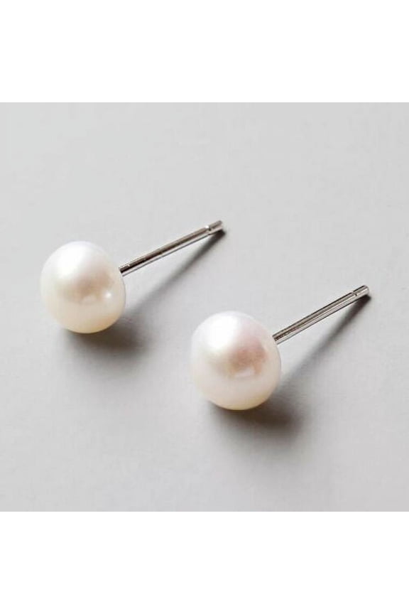 Pearl Stud Earrings 8mm Pink, Simyoung Classic Freshwater Cultured Pearl Stainless Steel Stud Earrings