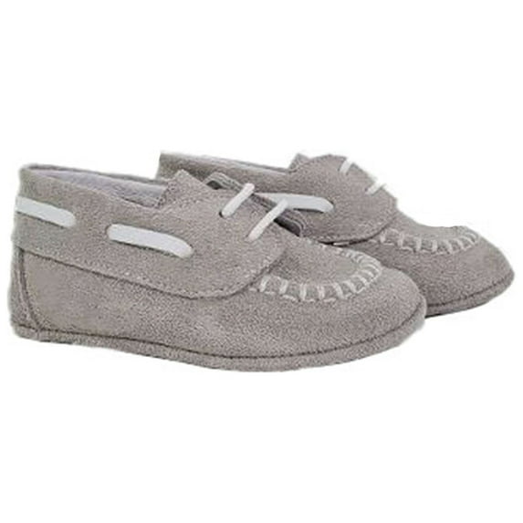 Pearl Suede and Napa White Moc Toe Pre-walker Shoes-Baby Boy Shoes