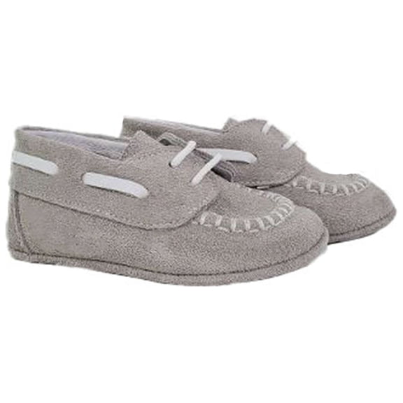Pearl Suede and Napa White Moc Toe Pre-walker Shoes-Baby Boy Shoes