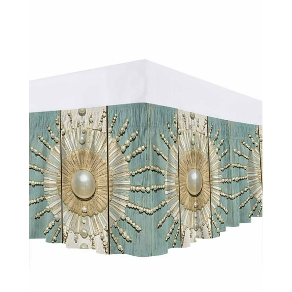 Pearl Sun Decor Bed Skirt California King Size 18" Drop Vintage Wood Texture Ruffled Wrap Around Bed Skirts Adjustable Elastic Bedskirt Dust Ruffle for California King Size Bed