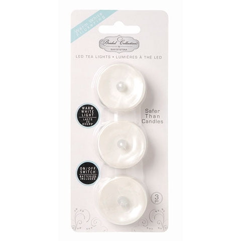 Pearl Tea Light 3Pack Wht Led