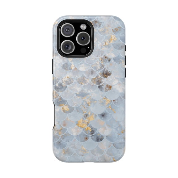 Pearl Tide Scales Tough Phone Case, Coastal Mermaid Scale Dual Layer Protective Cover Compatible with iPhone 17E