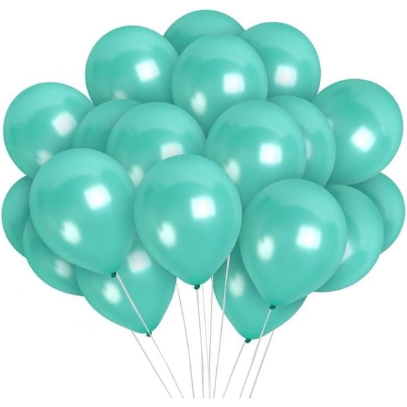 Pearl Turquoise Balloons - 12 Inch Latex Balloons - 72 Pack