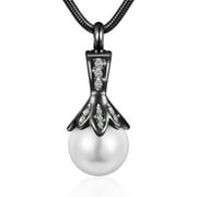 HEARBEINGT Pearl Urn Necklace for Ashes Memorial Cremation Necklaces 316L Stainless Steel / 925 Sterling Silver Ashes Necklace for Men Women