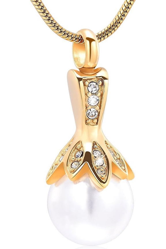 Pearl Urn Necklace for Human Ashes Memorial Cremation Jewelry Necklaces Stainless Steel Ashes Necklace for Women Keepsake