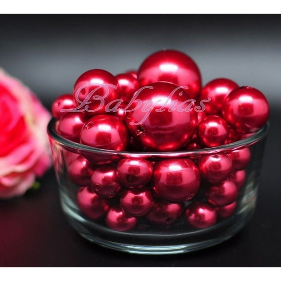 Favors and Crafts Assorted Red 1.25" Faux Pearls Decorative Balls (76 Count)
