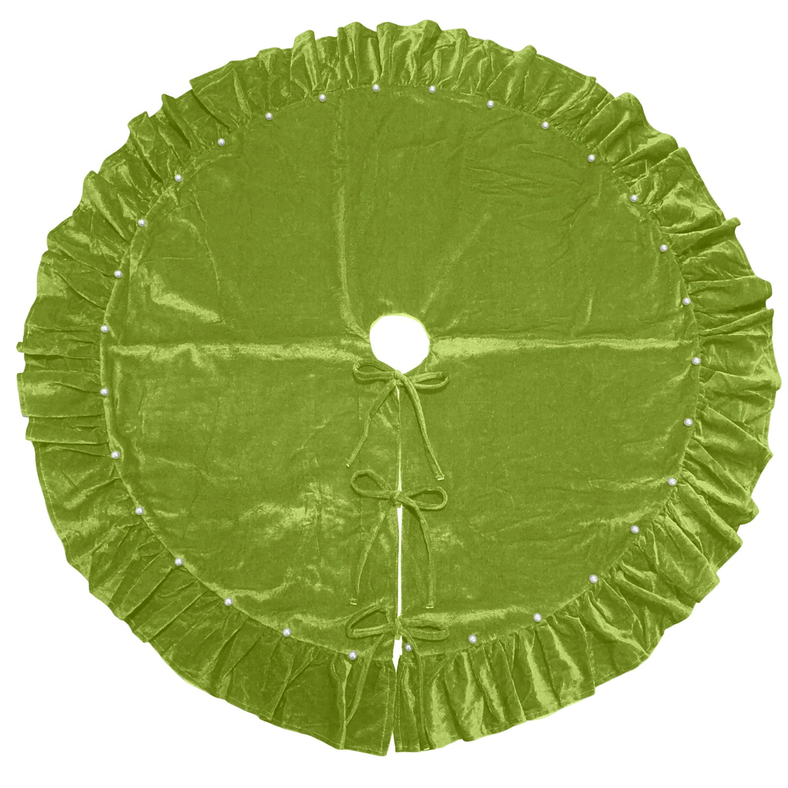 Pearl Velvet Christmas Tree Skirt 48 In with Bow Closures and Lace ...