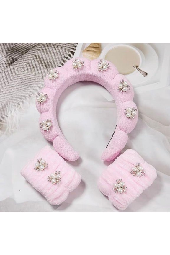 Pearl Wash Wrist Guard & Hair Band Set (Pink)