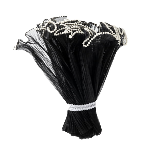 Pearl Wave Gauze Flower Packaging Mesh Pleated Bouquet Wrap for Floral Arrangements Luxury Gift Wrapping Supplies and Decorative Crafting Material 160x 11 Inch Black