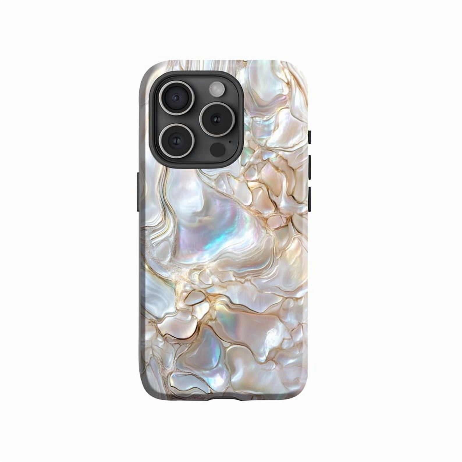 Pearl White Abalone Shell Pattern Phone Case Cream Gold Aesthetic with  iPhone 17 to 11 Pro Max - Walmart.com