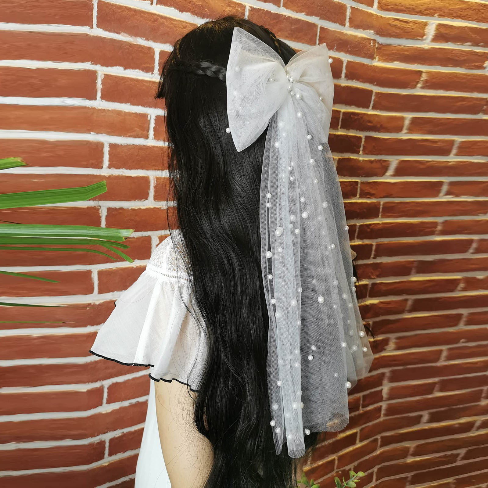 Pearl White Bow Barrettes Elegant Bridal Hair Clips Hair Accessories ...