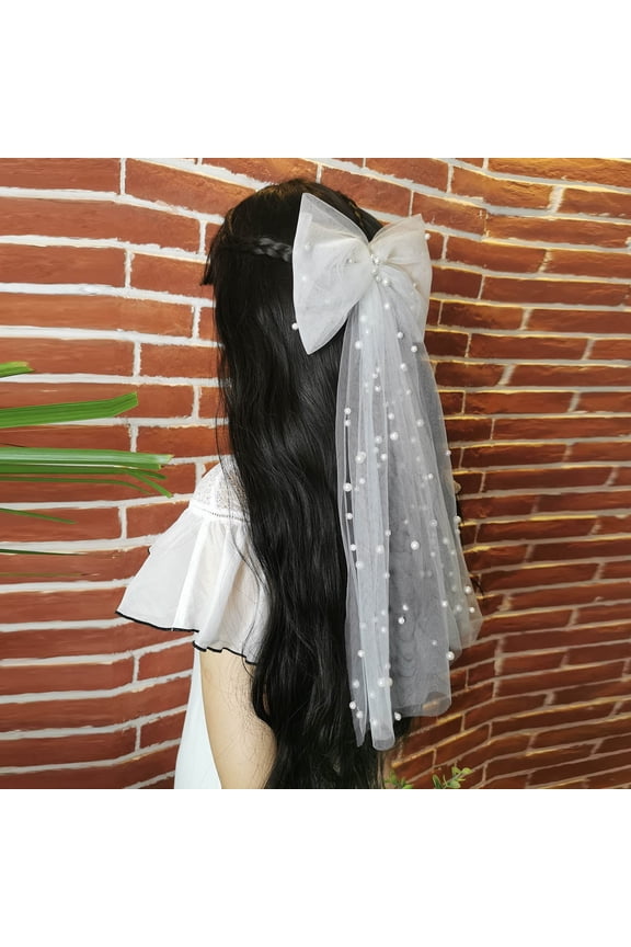 Pearl White Bow Barrettes Elegant Bridal Hair Clips Hair Accessories For Women Girls Wedding Party