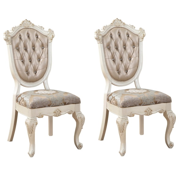 Pearl White Finish Rose Gold Chairs Set / Captivating Dining Room Seating