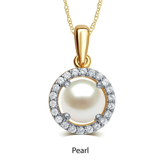 Pearl and White Sapphire Birthstone Pendant in Sterling Silver