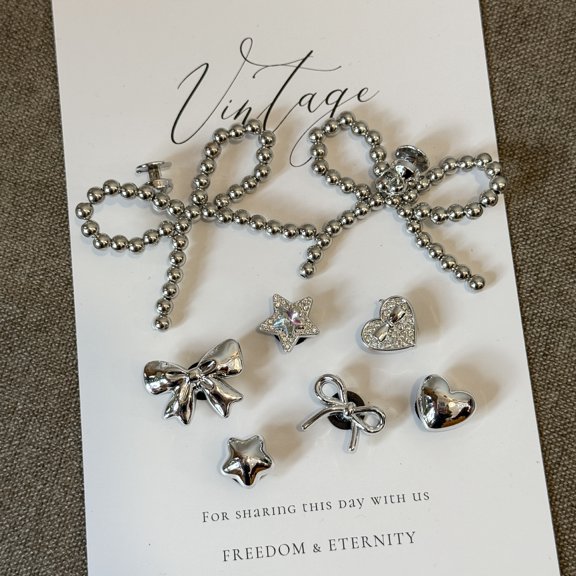 Pearl chain shoe charms for clogs, high-end DIY detachable ballet-style beaded buckle accessories