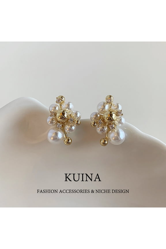 Pearl earrings new explosive models light luxury senior sense of temperament exquisite atmosphere sterling silver needle earrings design unique earrings