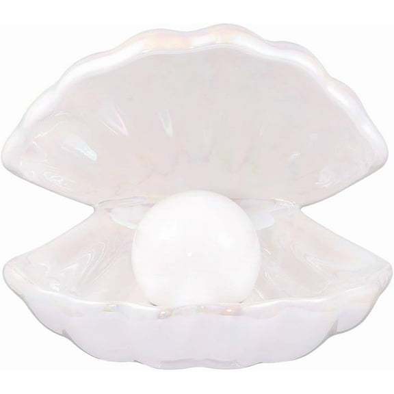 Pearl in Shell Night Light Ceramics Desktop Ornament Home Decor Lamp Light for Bedroom Bedside Decorative Lamp