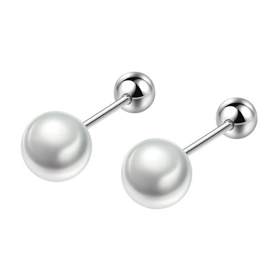 Pearl studs earrings,Screw back ball earrings Surgical steel posts cute earrings - 12mm