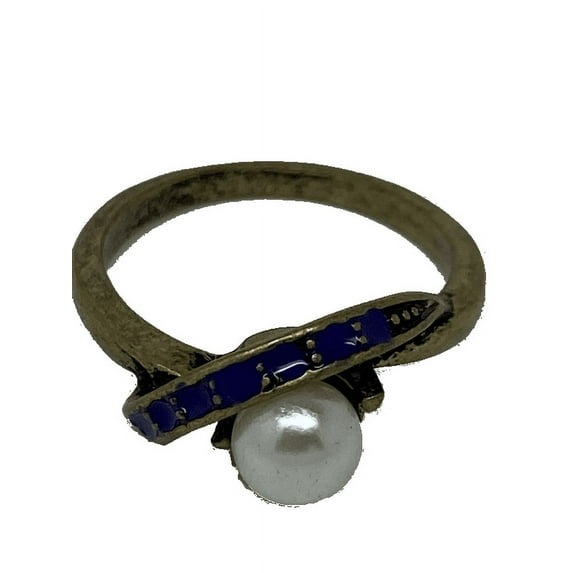 Pearl with Purple Arch Brass Ring (Size 9) (1 PIECE) /100