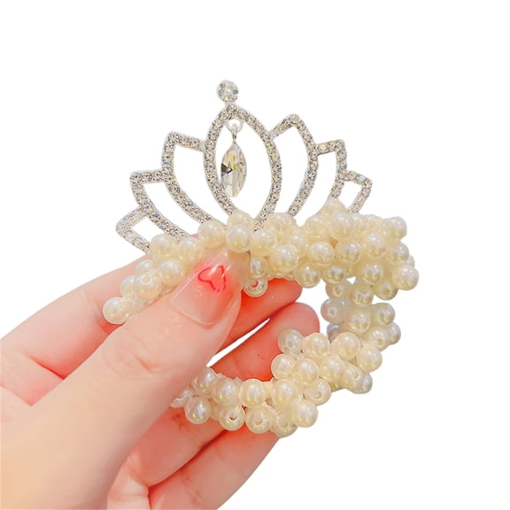 PearlScrunchies PrincessCrown Scrunchies PearlCrown PearlHair Tie Rhinestone Ponytail Holder PearlPonytail Holder