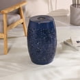 thumbnail image 1 of Pearla Dark Blue Iron Outdoor Patio Side Table with Solar Powered Light, 1 of 9