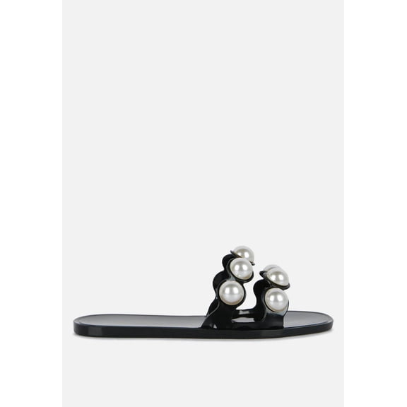Pearla Faux Pearl Detail Jelly Flats