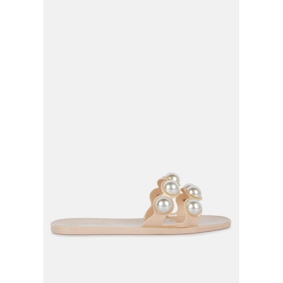 Pearla Faux Pearl Detail Jelly Flats