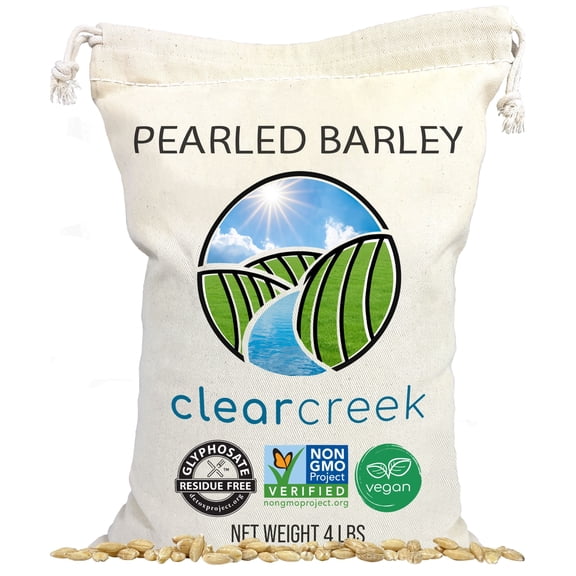 Certified Glyphosate Residue Free Pearl Barley | 4 lb Drawstring Bag | Non-GMO | Kosher | Vegan | Non-Irradiated