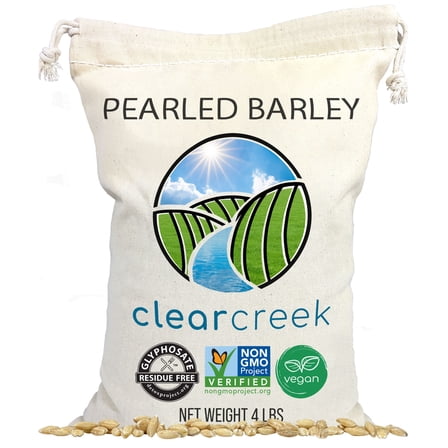 Certified Glyphosate Residue Free Pearl Barley | 4 lb Drawstring Bag | Non-GMO | Kosher | Vegan | Non-Irradiated