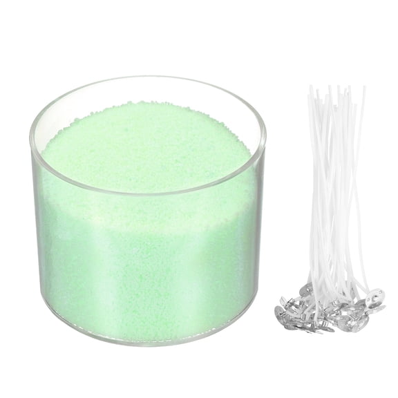 Pearled Sand Candles with 20 Pcs Wicks 7Oz / 200g Candle Beads Refillable Powder Sand Wax Making Kit for Thanksgiving Christmas Wedding Party DIY Home Crafts, Light Green