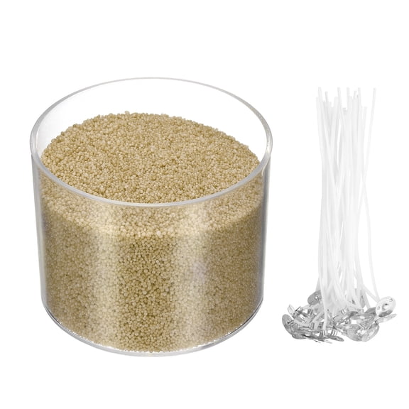 Pearled Sand Candles with 20 Pcs Wicks 7Oz / 200g Candle Beads Refillable Powder Sand Wax Making Kit for Thanksgiving Christmas Wedding Party DIY Home Crafts, Sand Color