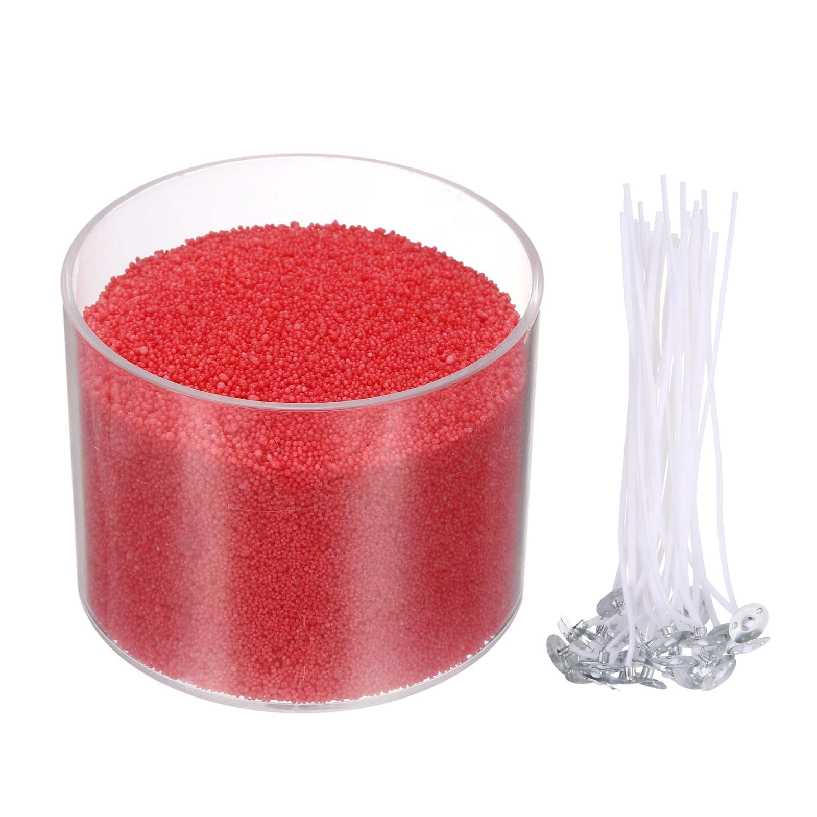 Pearled Sand Candles with 30 Pcs Wicks 14Oz / 400g Candle Beads Refillable Powder Sand Wax Making Kit for Thanksgiving Christmas Wedding Party DIY Home Crafts, Red