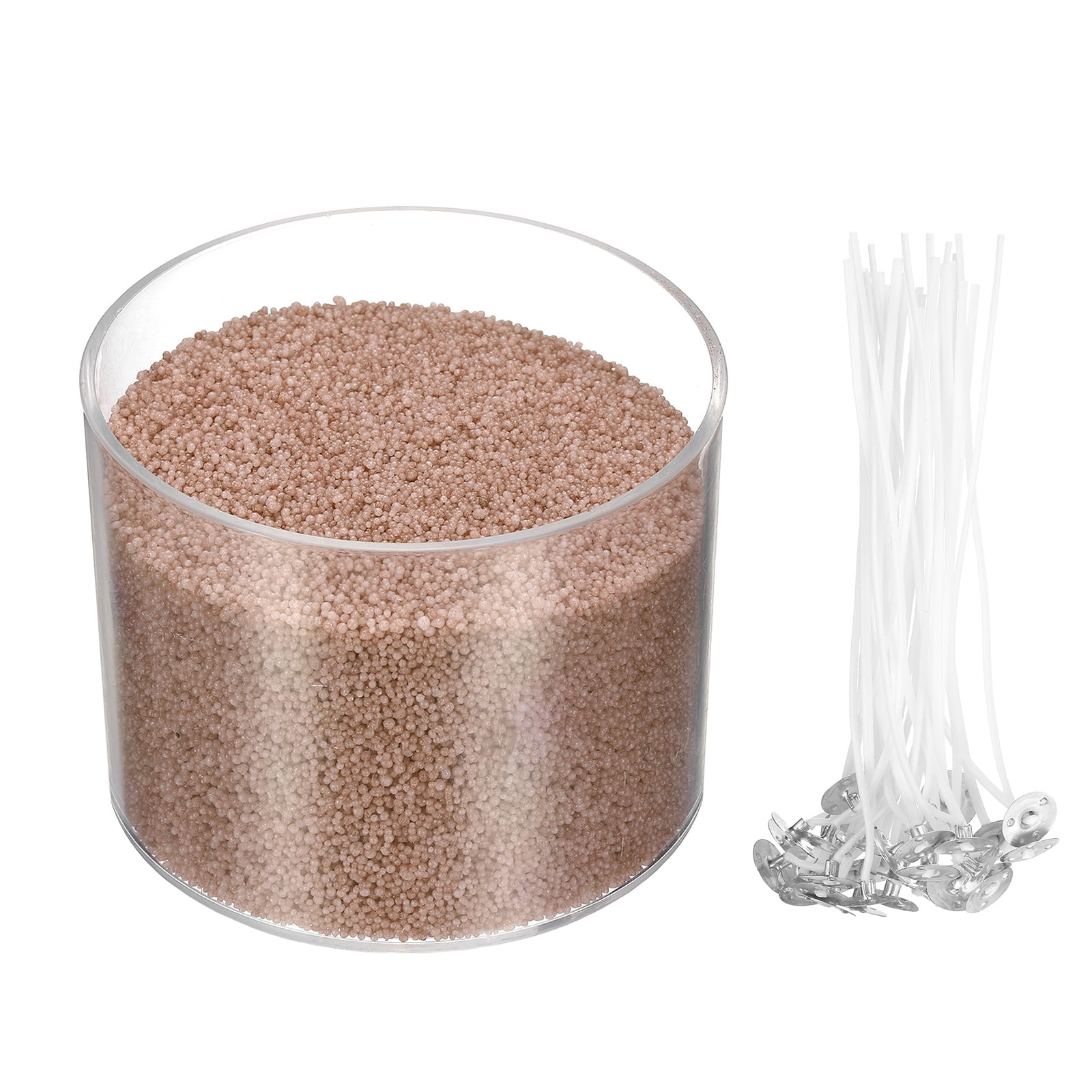 Pearled Sand Candles with 50 Pcs Wicks 21Oz / 600g Candle Beads Refillable Powder Sand Wax Making Kit for Thanksgiving Christmas Wedding Party DIY Home Crafts, Brown