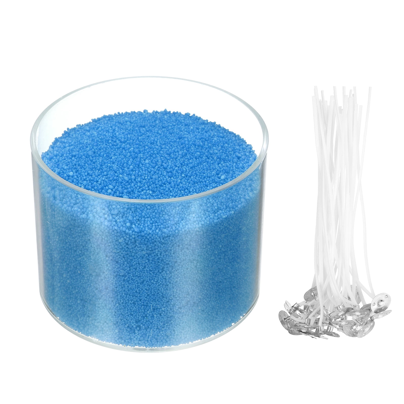 Pearled Sand Candles with 50 Pcs Wicks 21Oz / 600g Candle Beads Refillable Powder Sand Wax Making Kit for Thanksgiving Christmas Wedding Party DIY Home Crafts, Blue