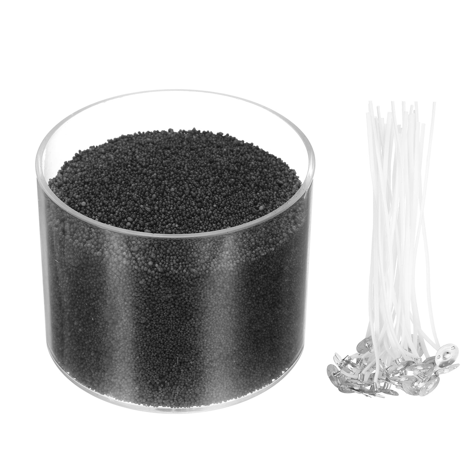 Pearled Sand Candles with 50 Pcs Wicks 21Oz / 600g Candle Beads Refillable Powder Sand Wax Making Kit for Thanksgiving Christmas Wedding Party DIY Home Crafts, Black