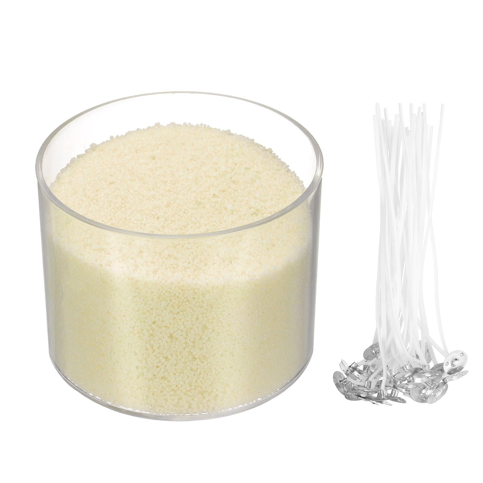 Pearled Sand Candles with 50 Pcs Wicks 21Oz / 600g Candle Beads Refillable Powder Sand Wax Making Kit for Thanksgiving Christmas Wedding Party DIY Home Crafts, Beige